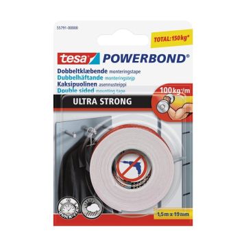 Tvíhliðalímband 19mm x 1,5m Tesa Powerbond Ultra Strong