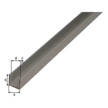 U-ál 20x8x1 mm 1 m yfirborðsmeðhöndlað