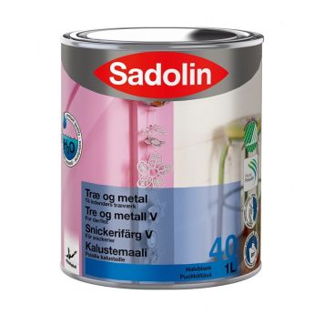 Viðar- og Málmmálning base hvítur hálfglans 1L Sadolin