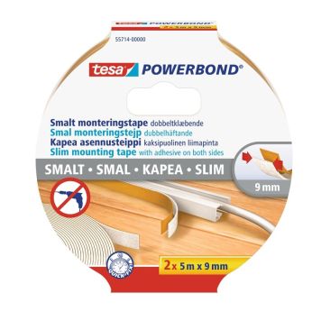 Tvíhliða límband Tesa Powerbond Slim innandyra 9mm x 5m