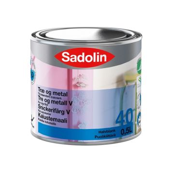 Viðar- og Málmmálning hvítur hálfglans 0,5L Sadolin